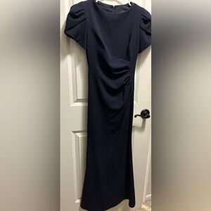 Xscape Navy Formal Dress Size 6 Petite | Ruched Waist Elegant Evening Gown